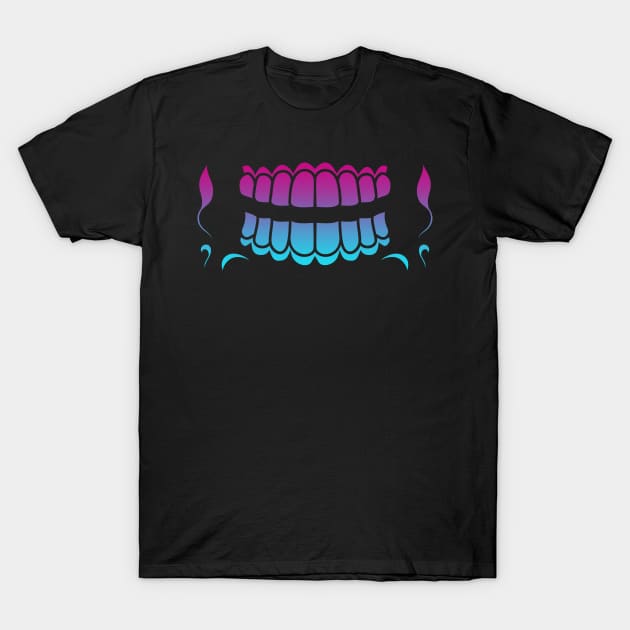 Sugar Skull Festive Simple Wide Print Jaw Vaporwave T-Shirt by aaallsmiles